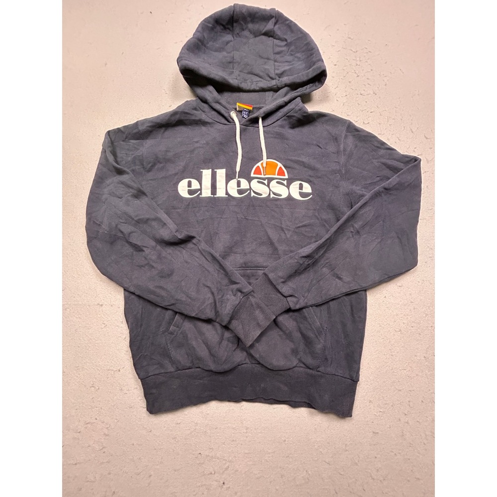 Ellesse Hoodie Cotton Blend Navy Blue Logo Size EU L US L Mens
